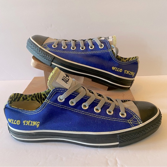 Converse All Star Ox Sneaker 9 Blue with Black Soles and Yellow Trim Wild Thing - Picture 13 of 13